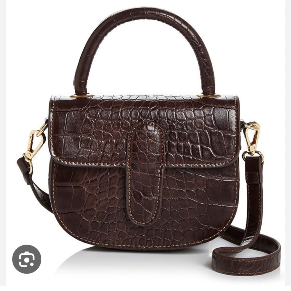 Aqua Croc-Embossed Crossbody Bag Brown